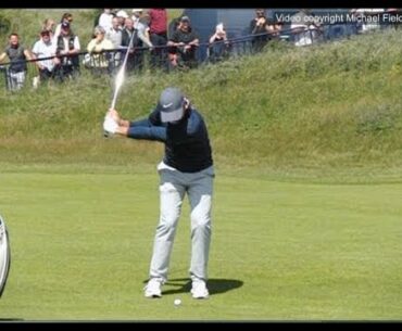 Rory McIlroy golf swing - Pitching-wedge distance-control shot (face-on view), July 2017.
