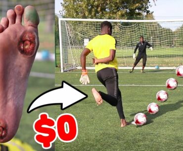 Trying 0$ BAREFOOT Soccer Cleats.. I sprained my toe?