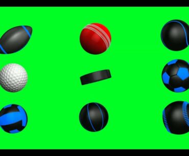 Pack of Nine (9) 3D Sports Ball Green Screen