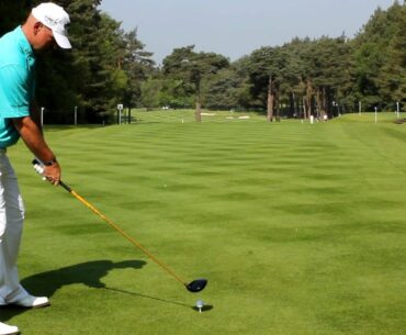 Thomas Bjorn tees off the 12th at Wentworth