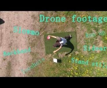 Disc golf tee-offs from drone perspective (discgolf with drone)