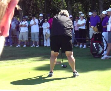 Laura Davies hacks up her tee shots