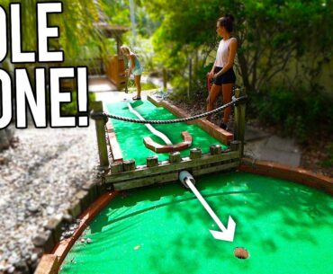 Awesome Backyard Mini Golf Course! - Lucky Hole In One!