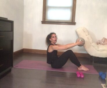 Shira Kraft Pilates and stretch with weights and a ball