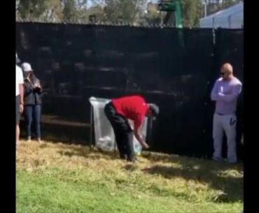 Tiger Woods forced to dig through trash can to find golf ball after awful shot