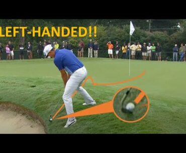 Rickie Fowler’s left-handed shot goes south at the TOUR Championship!!