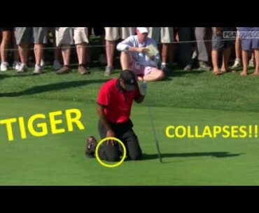 Tiger Woods drops to his knees in pain!!