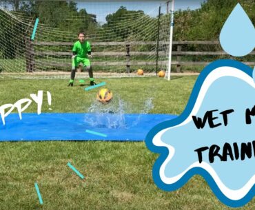ZIPPY! Wet Mat Goalkeeper Training - Working on Reactions and Catching a Wet Ball - Home Training