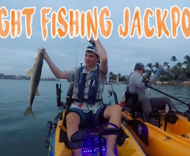 Snook Fishing in the Dark! DANGEROUS Intercoastal Waterway | Kayak Fishing Florida