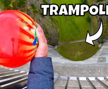 BOWLING BALL Vs. TRAMPOLINE from 165m Dam!