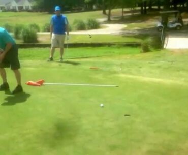 Crazy golfer throws putter into the water!