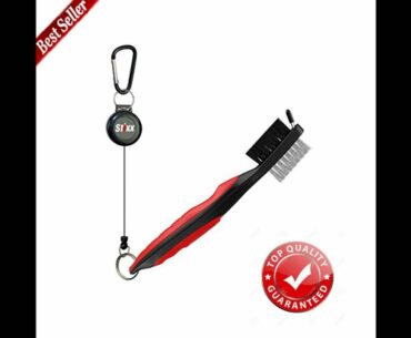 Best Golf Club and Groove Cleaner Brush with Retractable Zip-Line Extends 2 Ft. with Aluminum Clip.