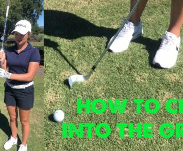 How to hit a chip shot from an into the grain lie