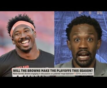 First Take | Domonique Foxworth "on fire" Myles Garrett, Browns discussing possible 'mega-extension'