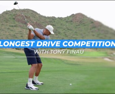 Tony Finau tries to hit his longest drive