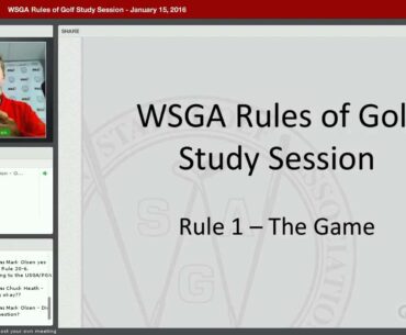 WSGA Rules of Golf Study Session - January 15, 2016 Part 2 of 2