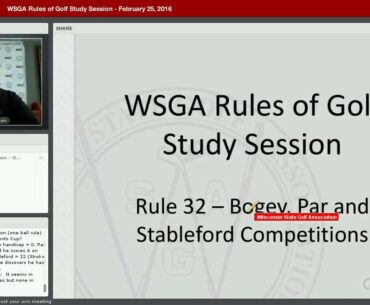 WSGA Rules of Golf Study Session - February 25, 2016 Part 2 of 2