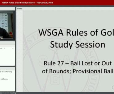 WSGA Rules of Golf Study Session - February 25, 2016 Part 1 of 2