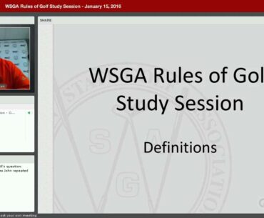 WSGA Rules of Golf Study Session - January 15, 2016 Part 1 of 2