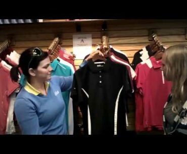 Sarah and Kristen with Ladies' apparel at Lake Michigan