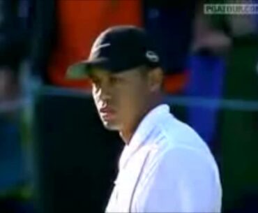 Tiger Woods in 2001 TPC Sawgrass 17th hole Island Green amazing 60 ft triple breaking putt
