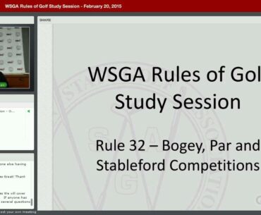 WSGA Rules of Golf Study Session   February 20, 2015 Part 2 of 2