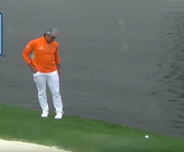 Rickie Fowler's ball rolls back into water after drop | Waste Management 2019