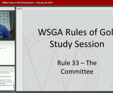 WSGA Rules of Golf Study Session - February 26, 2015 Part 1 of 2