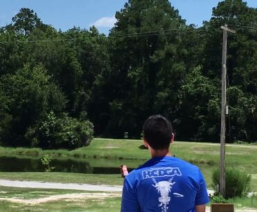 Ricky Meadows crushing a D2 on Hole 10 at New World Disc Golf.