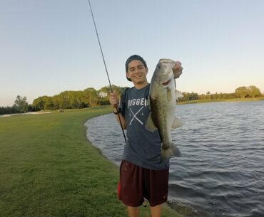 Bass  fishing in pond.Gambler why not/ Chatterbait