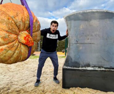 AUSTRALIA'S BIGGEST PUMPKIN Vs. GIANT AXE from 45m Tower!
