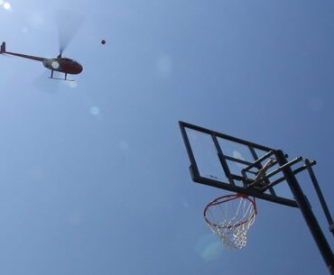 200 Foot Helicopter Basketball Shot!