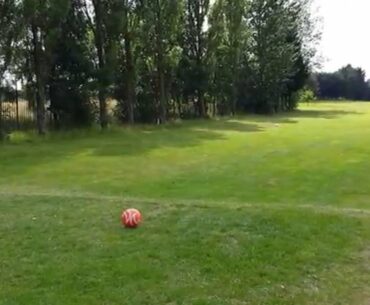 Sarah Tees off on the Opening Footgolf Hole