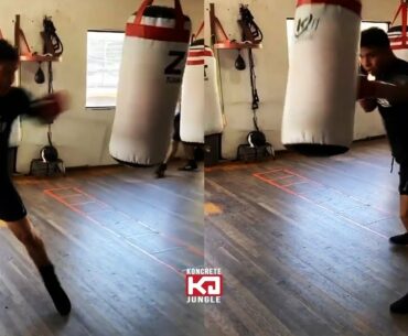 Jaime Munguia Attacking The Heavy Bag Staying Trim During This Lockdown