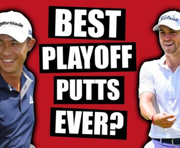 Justin Thomas and Collin Morikawa hole MONSTER putts in PGA Tour playoff!