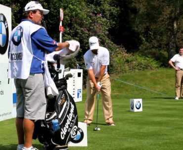 Graeme McDowell tees off the 7th at Wentworth