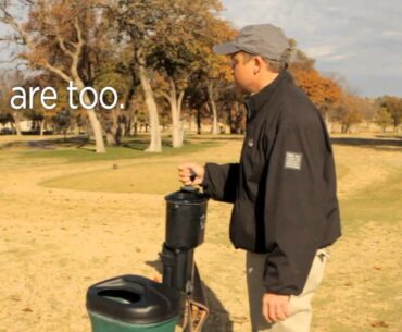Obsessive guy washing golf ball