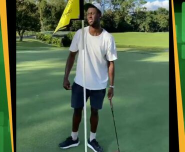Brooklyn Nets' Caris LeVert starts his round of golf in the NBA bubble with a nice tee shot