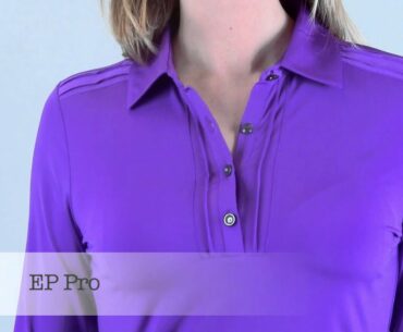 pintuck long sleeve polo - 2 colors
