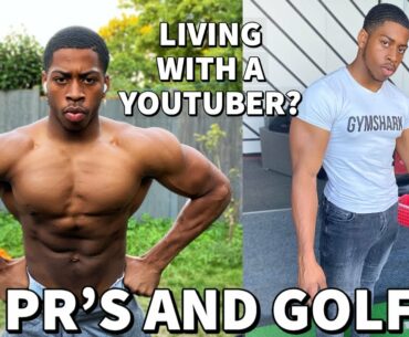 LIVING WITH ANOTHER YOUTUBER? Trying Golf For The First Time With The Boys | DEADLIFT AND BENCH PR'S