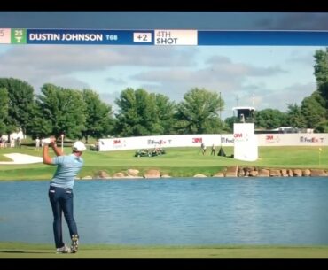 Dustin Johnson makes a 9, drops three balls in the water at the 3M Open