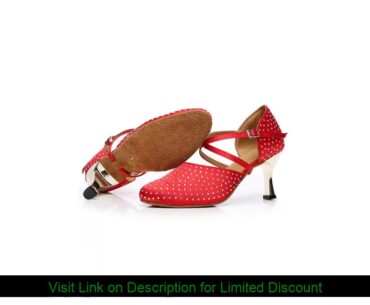 DKZSYIM Women Party Dance Shoes Satin Shining rhinestones Soft Bottom Latin Dance Shoes Woman Salsa