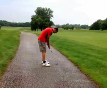 Golfing fail: cart path shot with a putter