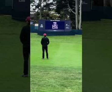 Adam Scott nipping a long wedge on 13 at the PGA in San Francisco