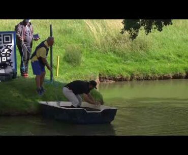 Golfer takes boat to hit the ball!