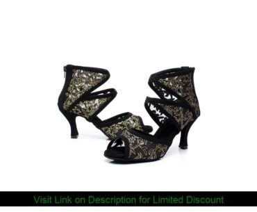 DKZSYIM New Hot Sale Salsa Jazz Ballroom Latin Dance Shoes Dancing Women Urban High Heels Mesh Flas