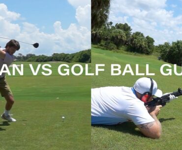 MAN VS GOLF BALL GUN | Long Drive Contest