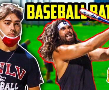 WE BROUGHT A BASEBALL BAT TO A DRIVING RANGE!! (*WE ALMOST GOT CAUGHT*)