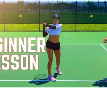 Beginner Tennis Lesson | Forehand, Backhand & Serve