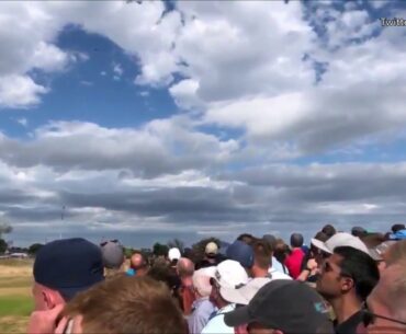Fan hit by Tiger Woods shot at The Open captured on camera